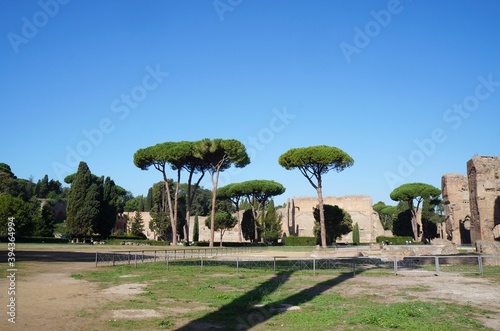 Ruins of thermes Caracalla of Diocletian in Rome, Italy photo