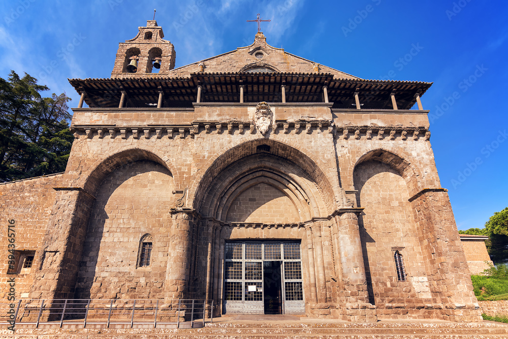 Facade of the medieval church of San Flaviano Martire in Montefiascone (Italy)