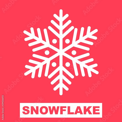 winter snowflake vector illustration silhouette icon isolated on red color background. Great for cards, web, happy, printing, templates, books, etc.