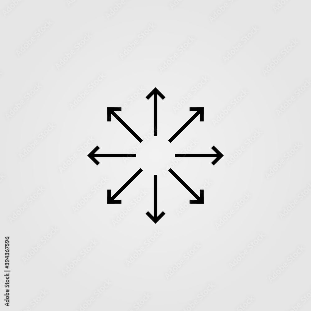 Multiple arrow direction icon in line design style. Abstract vector illustration for infographics, presentation and UI design. Multiple arrow direction icon in line design style. Abstract vector illustration for infographics, presentation and UI design.