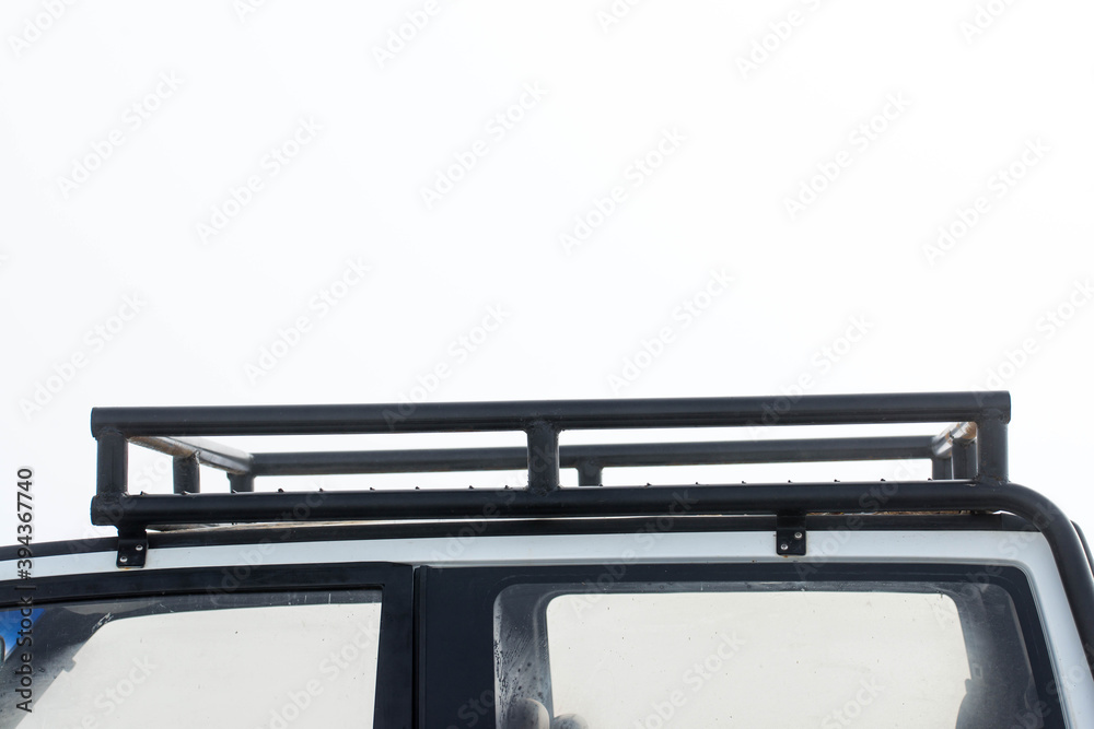 Roof rack on old japanese off road vehicle , space for text. Roof rack on old japanese off road vehicle , space for text.