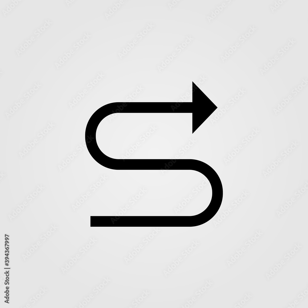 Navigational arrow icon. Road sign, traffic route symbol. Navigational arrow icon. Road sign, traffic route symbol.