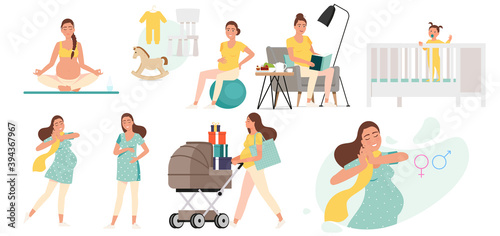 Set, a pregnant woman waiting for a baby.