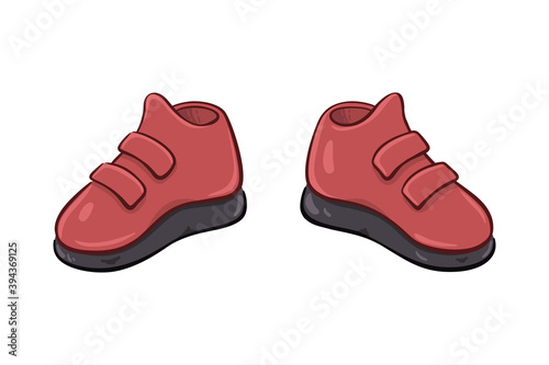 Outlined illustration of a pair of cartoon weightlifting boots. On white background