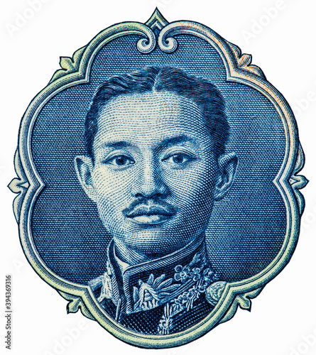 His Majesty King Prajadhipok (1893 - 1941) also known as King Rama VII, the seventh monarch of Siam of the Chakri dynasty. Portrait from Thailand 1 Baht 1935 Banknotes. photo