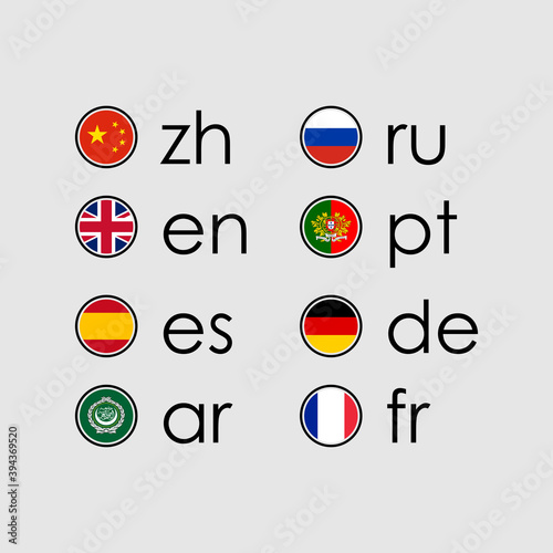 Language menu icons. Vector illustration. 