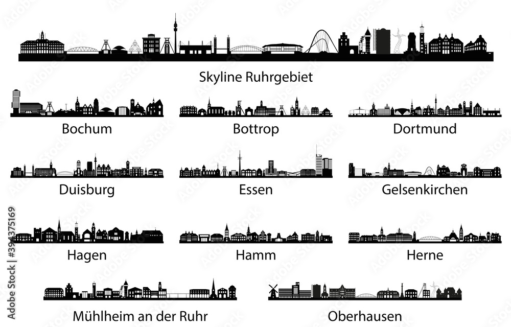 Ruhrgebiet Skyline - obrazy, fototapety, plakaty 