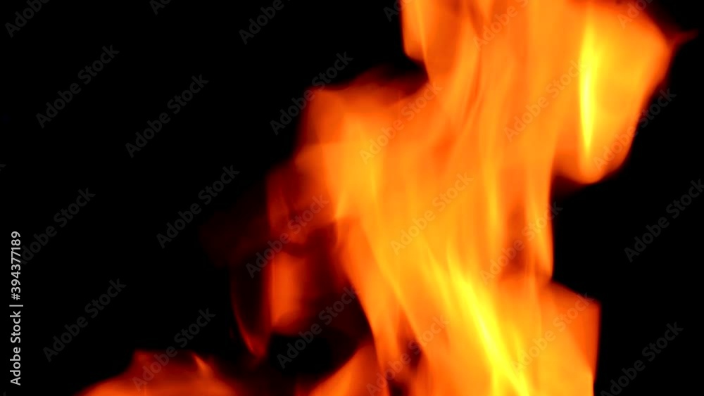 Fire flames on black background. Fire and burning flame on dark backgroun