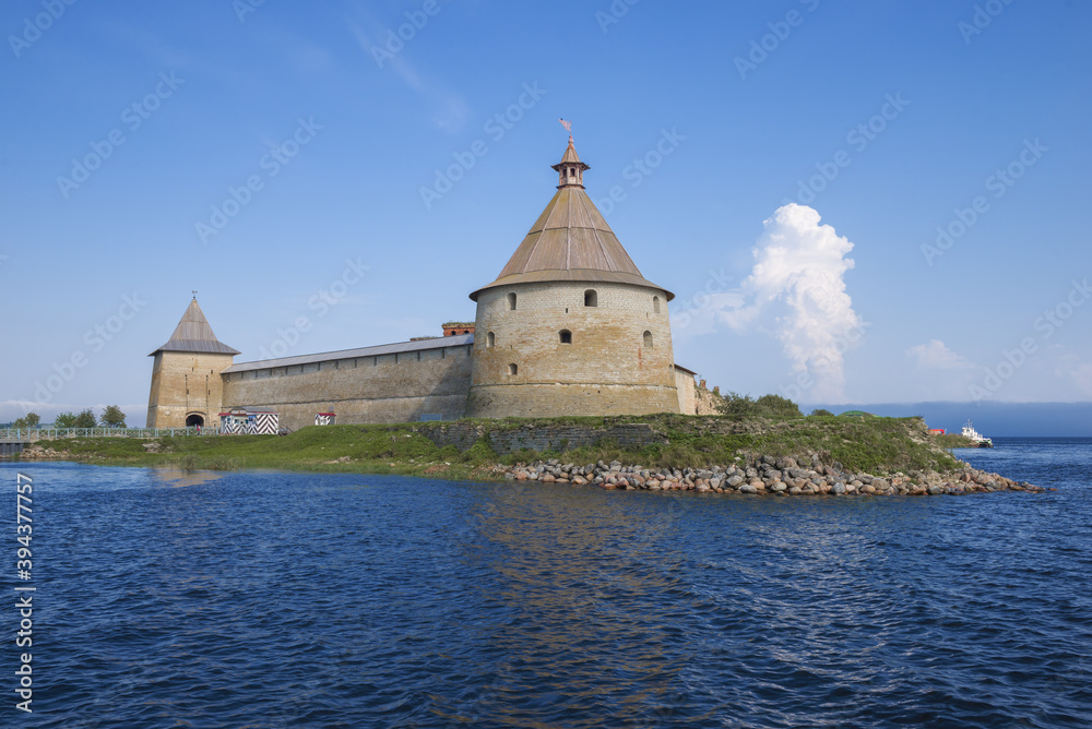 At the ancient fortress Oreshek on a sunny September day. Leningrad region, Russia