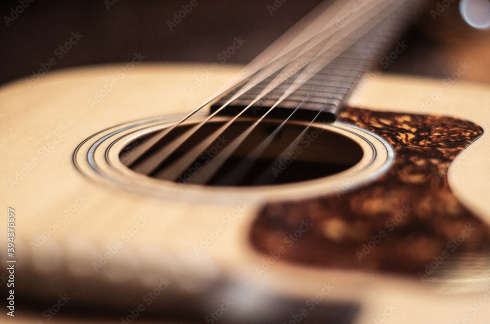 Fototapeta premium acoustic guitar close up