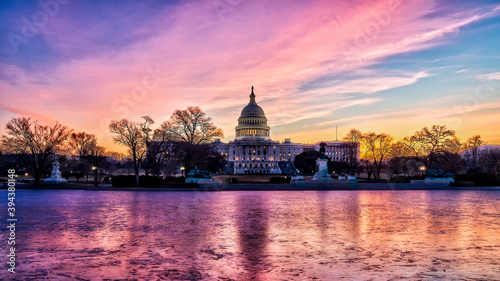 Capitol building sunset congress of USA Washington DC US