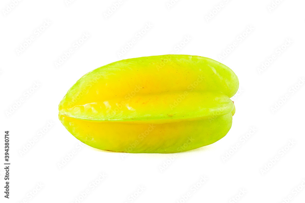 One carambola on the white background.
One carambola on the white background.