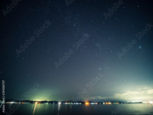 I went to Lake Shinji at night to take a picture. 