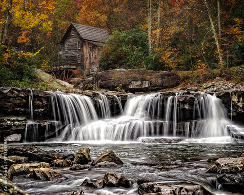 Babcock State Park  West Virginia  USA at Glade Creek Grist Mill during autumn season. 