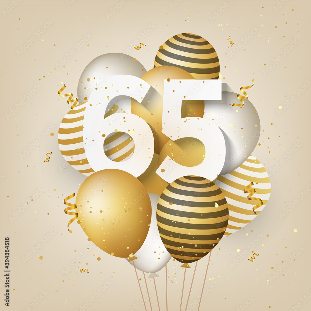 Sinh nhật lần thứ 65 với những bong bóng vàng rực rỡ, một lời chúc đầy ấm áp và ngọt ngào đến với người thân. Cuộc sống luôn đầy những trắc trở, nhưng trong những ngày đặc biệt này, chúng ta lại nhớ đến những điều mỹ mãn và đáng quý nhất. Chúc mừng sinh nhật anh/chị, những năm tháng đẹp nhất đang chờ đón!