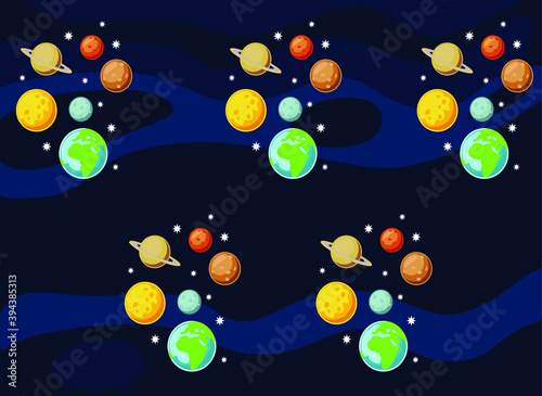 rocket, planet, space, earth, sun, vector illustration of space world