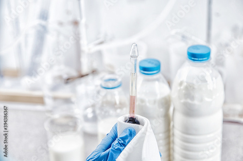 Dairy factory industry products. Analysis of percentage of fat in milk, Quality control in laboratory