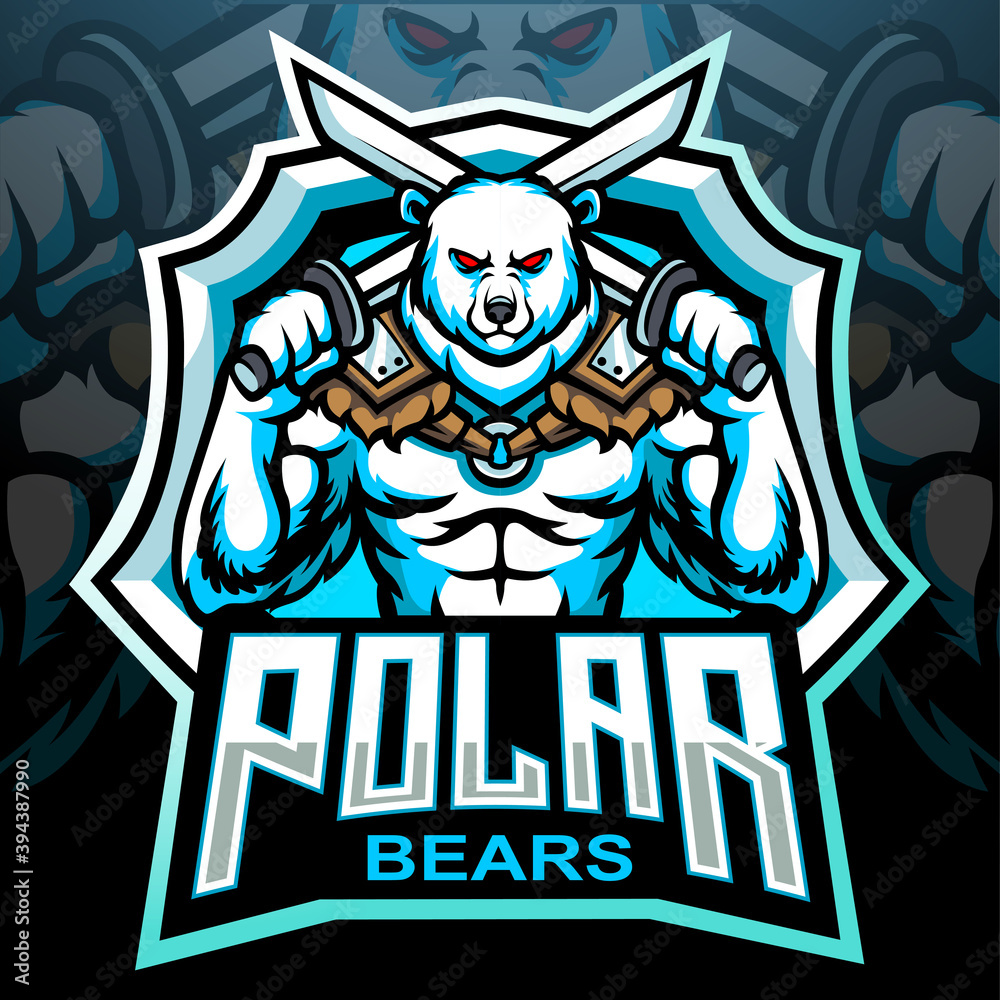 Polar bear mascot. esport logo design Polar bear mascot. esport logo design