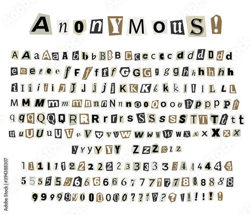 Anonymous criminal letters cut from newspapers and magazines.