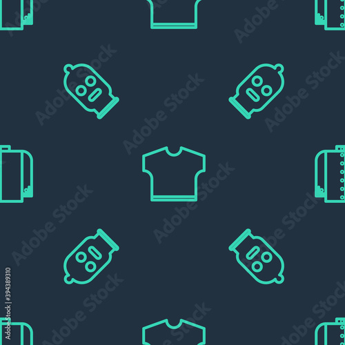 Set line T-shirt, Balaclava and on seamless pattern. Vector.