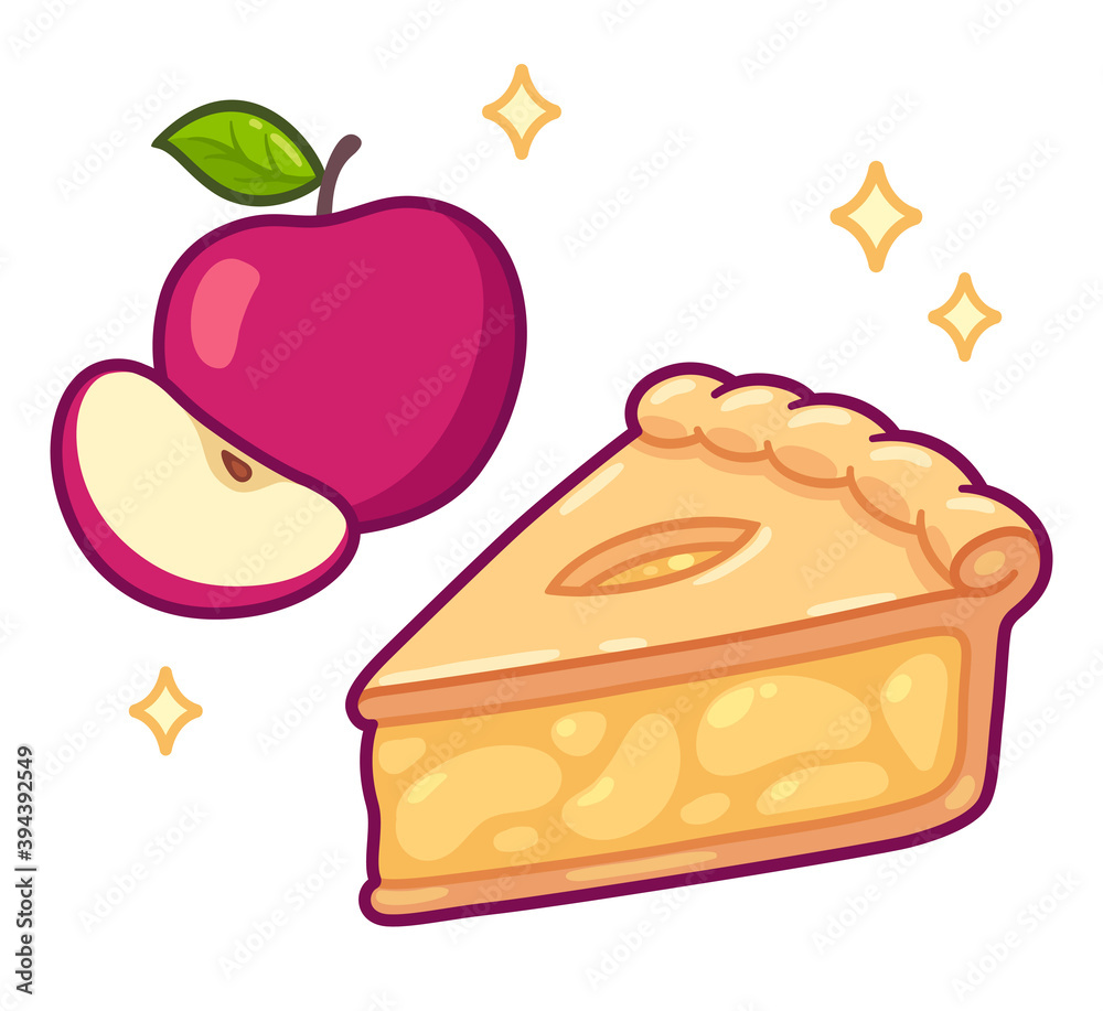 Cartoon apple pie Stock Vector | Adobe Stock