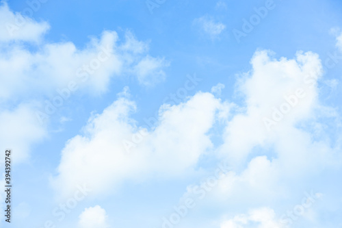 White clouds with blue sky Background On a bright day with copy space for text or banner for website