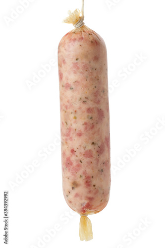 stick home-made sausage on a white isolated background