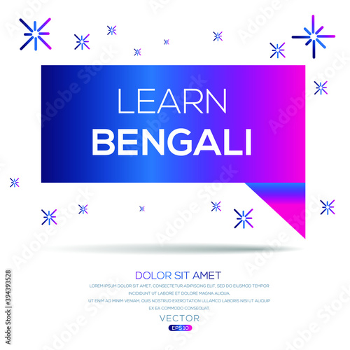 Creative (learn Bengali) text written in speech bubble ,Vector illustration.