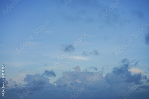 Soft clouds and blue sky with copy space for banner or wallpaper background © Fai