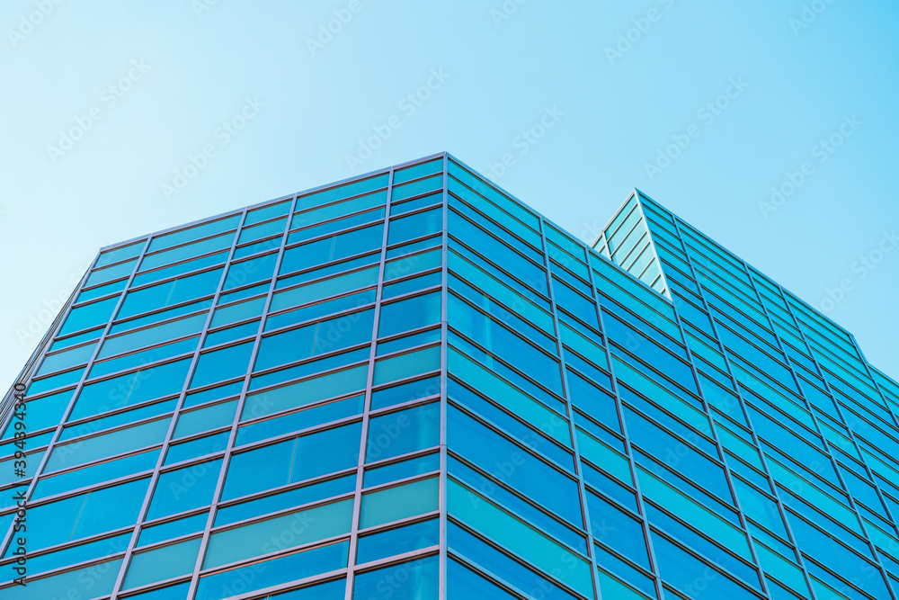 underside panoramic and perspective view to steel blue glass high rise building skyscrapers, business concept of successful industrial architecture underside panoramic and perspective view to steel blue glass high rise building skyscrapers, business concept of successful industrial architecture