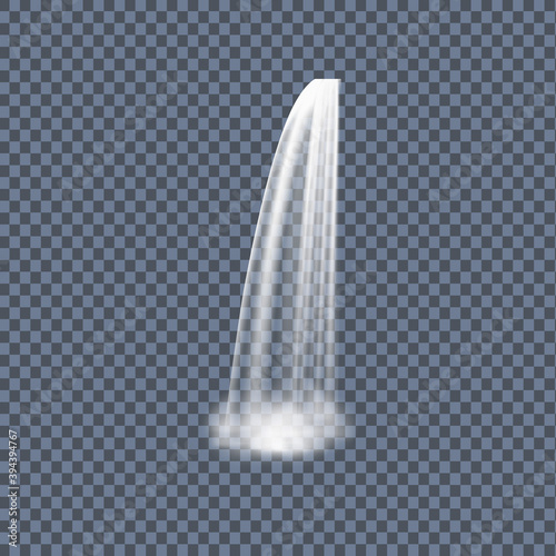 Falling  isolated waterfall  or fluid splash on transparent background.River water and  cascade aqua stream of various shape  with fog