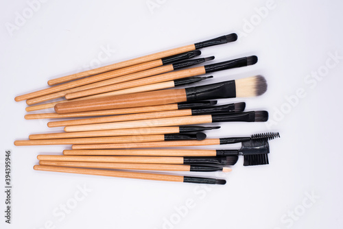 Makeup brushes put on background,