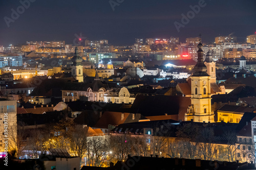 Cluj Napoca cityscape at night