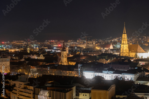 Cluj Napoca cityscape at night