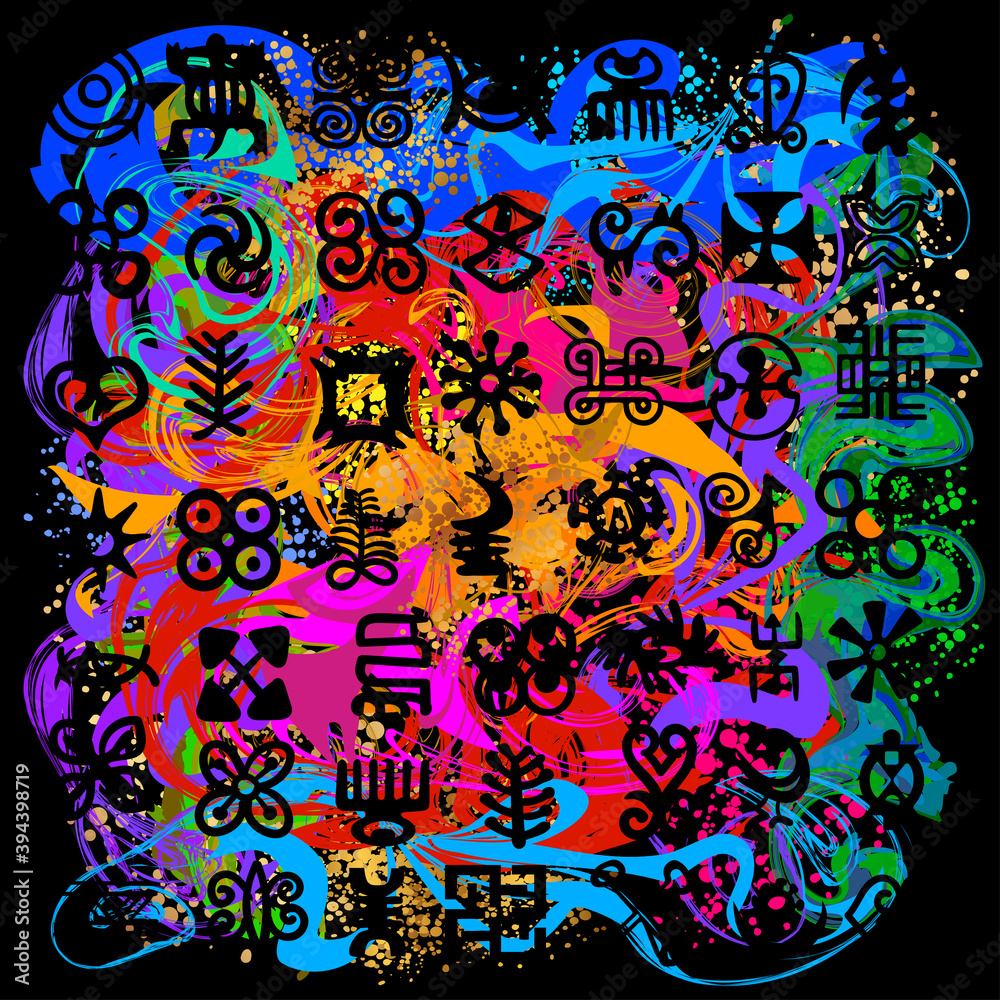 African Adinkra Pattern - digital art ritual symbols and screen ...
