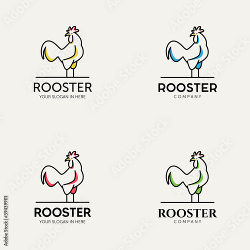 set of minimalist rooster logo design vector illustration, Great for Farm Restaurant Food Agriculture and others Businesses