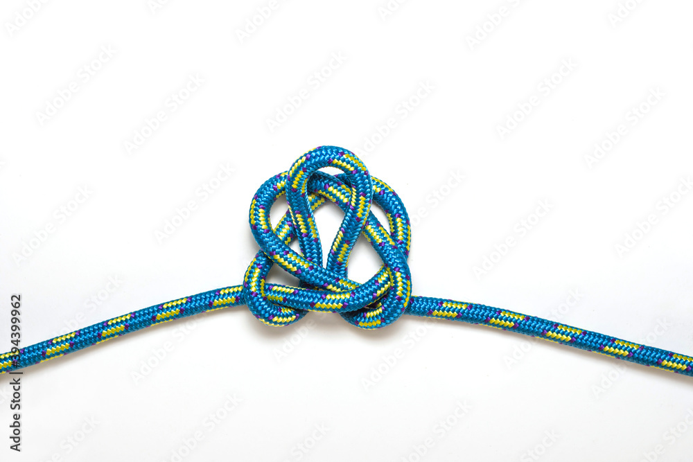 Alpine butterfly knot on a white background - step 2/3 Alpine butterfly knot on a white background - step 2/3