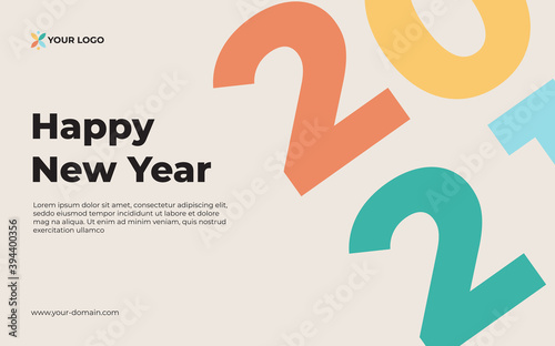 creative concept of 2021 happy new year banner with muted color. Design templates with typography logo 2021 for celebration. Muted backgrounds for branding, banner, cover, card