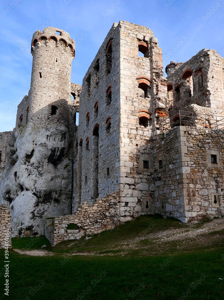 Ruiny Zamku Ogrodzieniec – leżącego na Jurze Krakowsko-Częstochowskiej, wybudowanego na skałach wapiennych  w systemie tzw. Orlich Gniazd,
