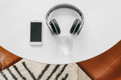 Modern white smartphone and...