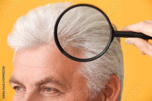 Senior man with grey hair a...