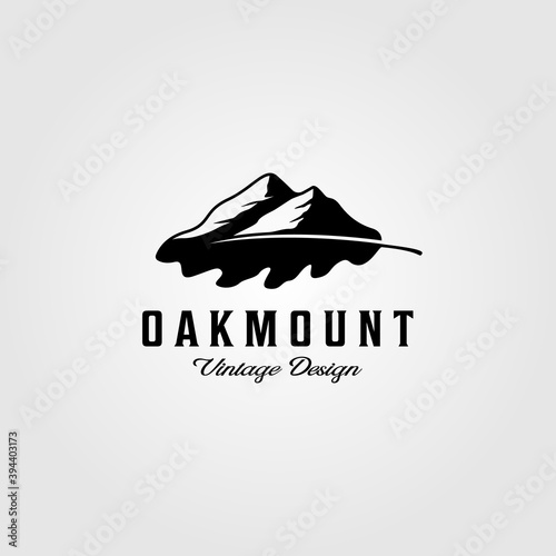 oak leaf mountain logo vintage vector illustration design