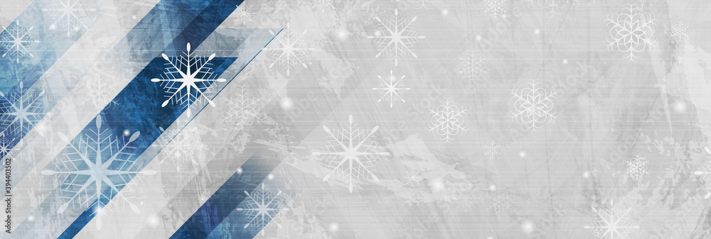Geometric grunge Christmas background with snowflakes - obrazy, fototapety, plakaty 