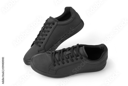 Simple casual black leather shoes
