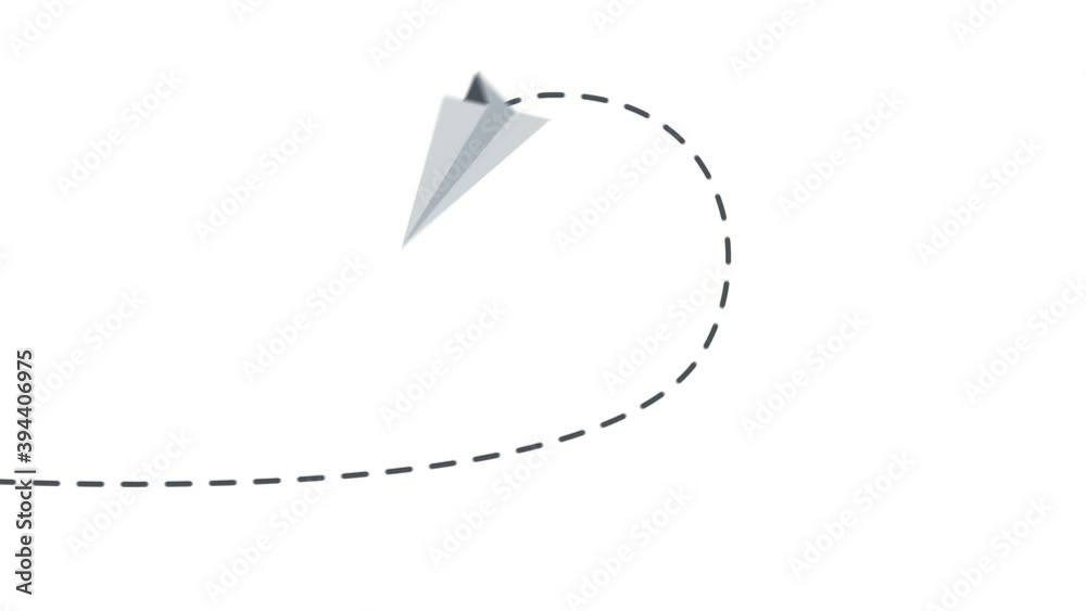 Airplane flying on tracing paper. Airplane movement along the way. Flight path airplane
