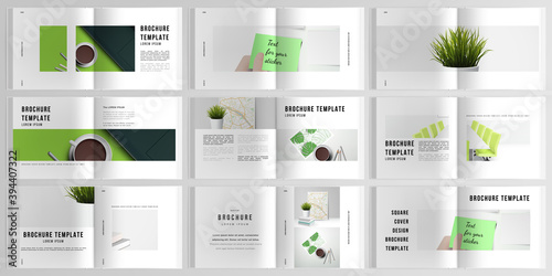 3d realistic vector layout of cover mockup design templates for bifold square brochure, flyer, cover design, book design, brochure cover. Home office concept, study or freelance, working from home.