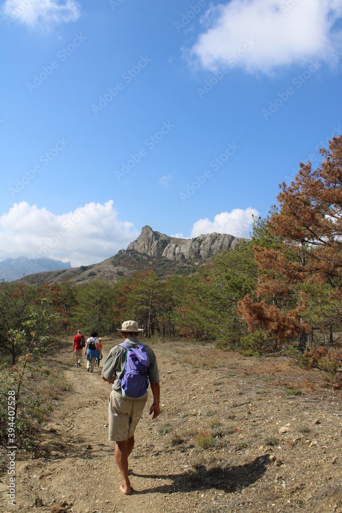 Hiking in the mountains.the mountain Karadag in the Crimea