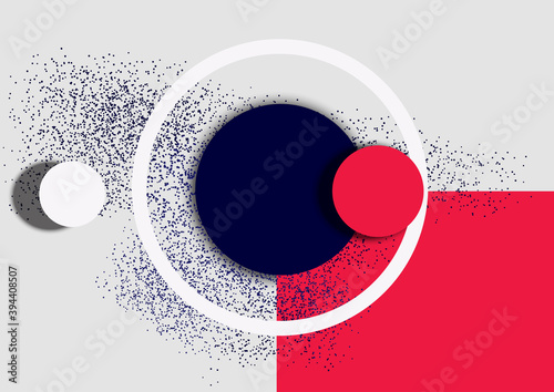 Abstract vector illustration of dark, white, red circles shapes