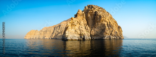 Sea tropical landscape with mountains and fjords, Oman