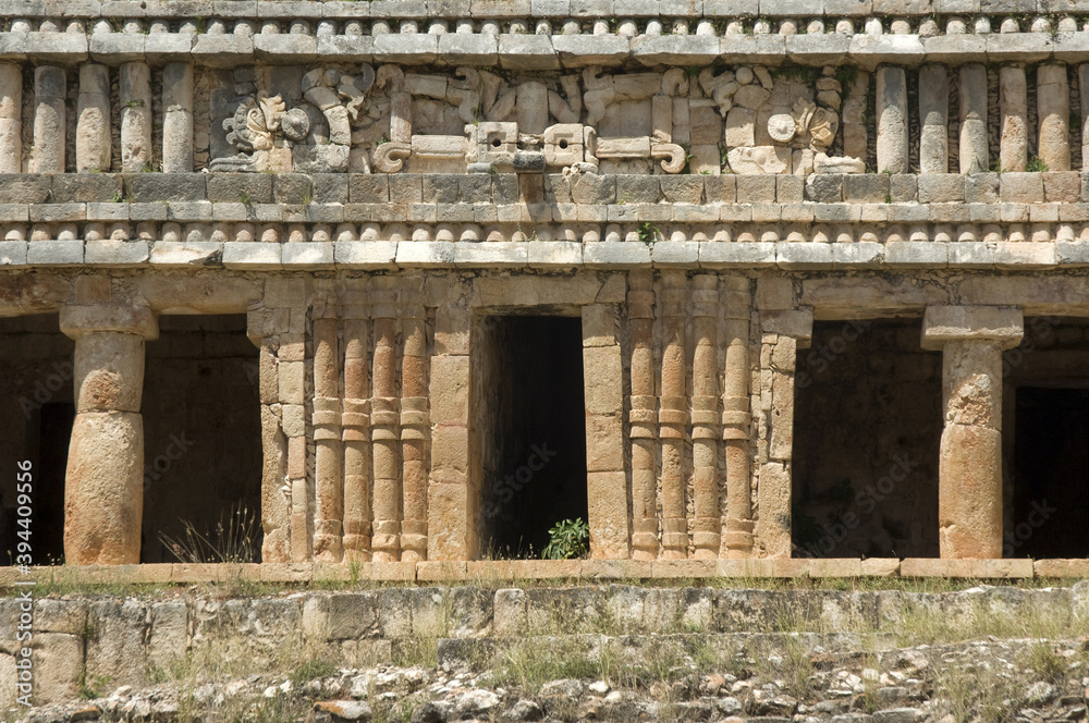 Gran Palacio Norte, The great Palace, Puuc style columns, Sayil, Yucatan, Mexico. Gran Palacio Norte, The great Palace, Puuc style columns, Sayil, Yucatan, Mexico.